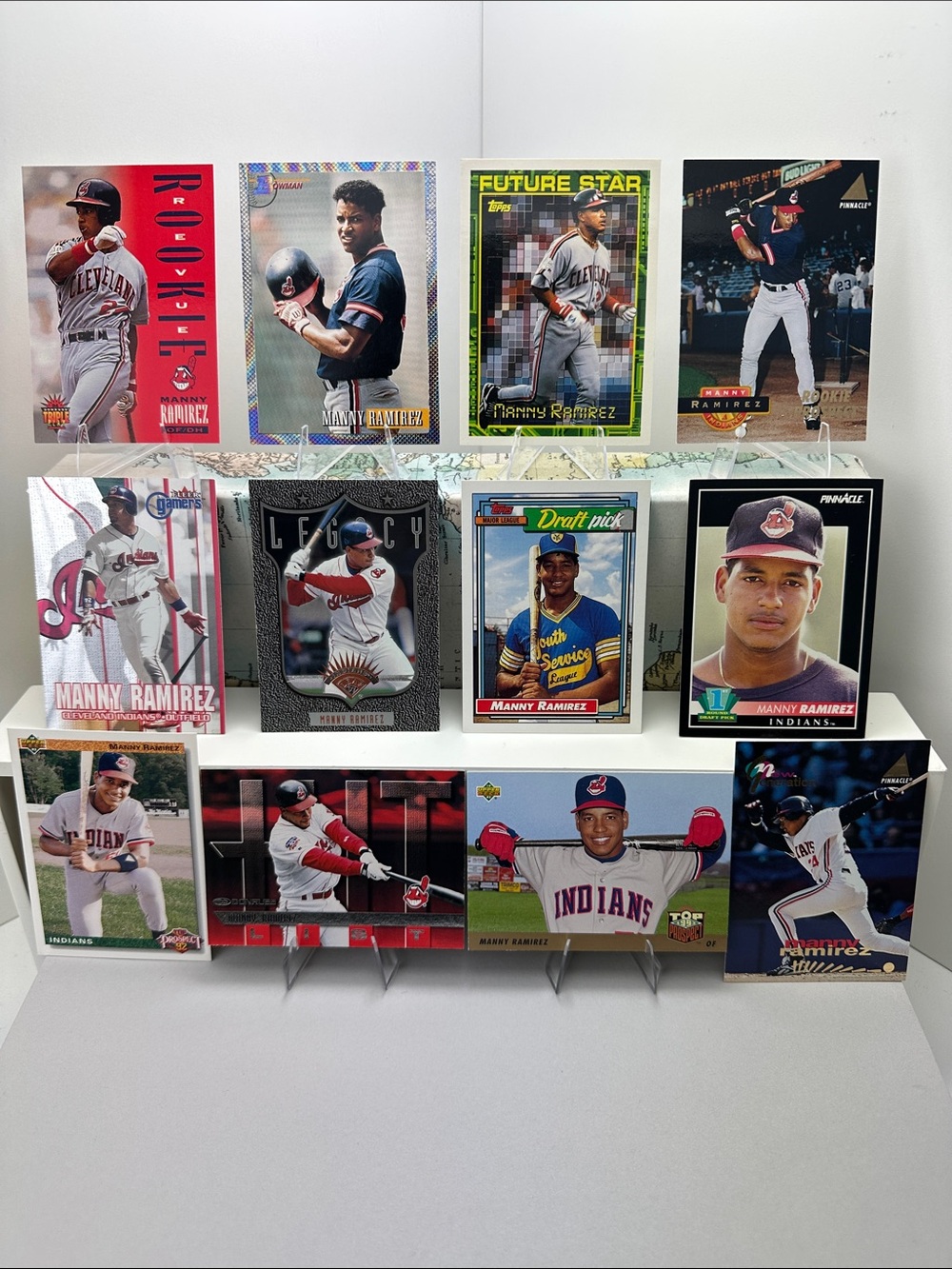 7 Manny Ramirez Rookie cards incl Rainbow Bowman lot of 12 (Cleveland Indians)